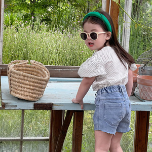 Top per bambina a sbuffo corto con stampe a pois estivi all'ingrosso 2022 - Product Image 6