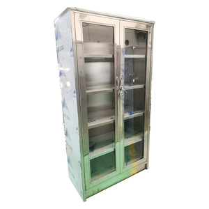 Armoire d'hôpital en acier inoxydable avec portes et tiroirs en verre, design industriel, montage au sol, matériau 201 ou 304, fabriqué à Guangzhou - Product Image 3
