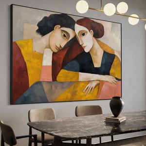 Peinture à l'huile contemporaine réaliste et chaude, texturée à l'impasto, peinte à la main, tons neutres doux, décoration murale intérieure pour la maison - Product Image 2