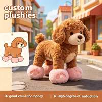 Boneka Poodle Pink Kustom dengan Cakar Terikat Bersertifikat CE CPC Mainan Ucapan Cepat Sembuh dari Pabrik