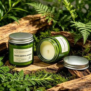 Bougie d'intérieur en cire de soja 90g, petite bouteille verte, parfumée, avec diffusion de parfum longue durée et effet air frais - Product Image 2