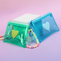 Sacs de rangement pour porte-clés macaron personnalisés UIOWIO, sacs à clés en PVC transparents et colorés, mini porte-cartes, porte-monnaie à fermeture éclair avec perles florales