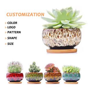 Macetas Pequeñas de Cerámica Esmaltada para Suculentas, Decoración Minimalista Única para Jardín Interior/Exterior con Orificio de Drenaje para Cactus y Flores - Product Image 6