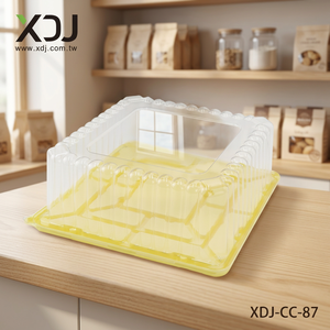 New Arrival Taiwan Disposable <b>Plastic</b> PET Square Cake <b>Container</b> with Clear Lid Embossed round Display for <b>Food</b> Packaging - Product Image 2