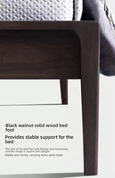 Déstockage : Lit en bois massif de noyer noir d'Amérique du Nord, peinture écologique, sommier à lattes pleines en pin, emballage souple