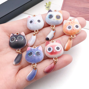 Pibala DIY accesorios de joyería componentes coche Toona Animal collar con ojo grande Aleación de Zinc colgante cola móvil <span class=keywords><strong>gato</strong></span> accesorio - Product Image 3