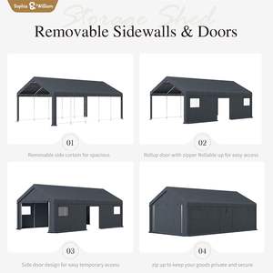 <span class=keywords><strong>Abri</strong></span> de Garage Portable Robuste Gris 13x24 pi avec Porte Enroulable, Tente de Rangement pour Voiture, <span class=keywords><strong>Moto</strong></span>, Vélo - Product Image 4