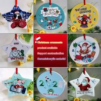 Ornement de cadeau de Noël brillant, ornements en céramique 3 pouces blanc Sublimation pendentifs en céramique blancs conception de bricolage/