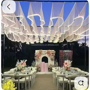 Voile de <span class=keywords><strong>plafond</strong></span> lumineux en tissu pour <span class=keywords><strong>mariage</strong></span>, bande lumineuse en tulle transparent, accessoires de <span class=keywords><strong>mariage</strong></span> pour <span class=keywords><strong>plafond</strong></span> - Product Image 2