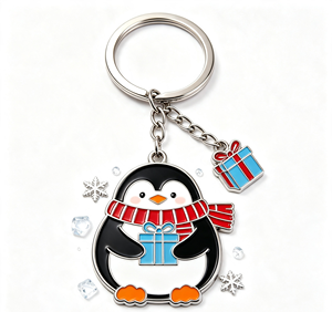 Custom Penguin Enamel Metal Key Chain Zinc Alloy Cartoon Keyring Holiday Gift Promotion - Product Image 4