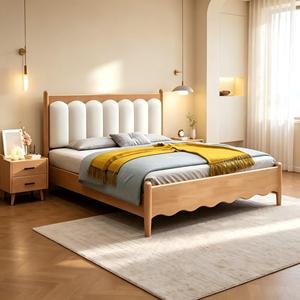 Simple Modern Solid Wood Rubber <b>Double</b> Wooden 1.5m 1.8m Twin Soft <b>Bed</b> Frame Home Furniture Bedroom <b>Beds</b> - Product Image 4