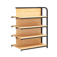 Nouvelle conception d'étagère de supermarché double face multi-niveaux en bois et métal, légère, pour l'affichage des produits en magasin d'alimentation, marque CF