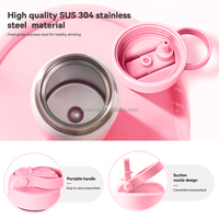 Venta caliente 12oz 350ml Niños Termo de viaje aislado de acero inoxidable Botella de agua con pajita y tapa de diseño personalizado