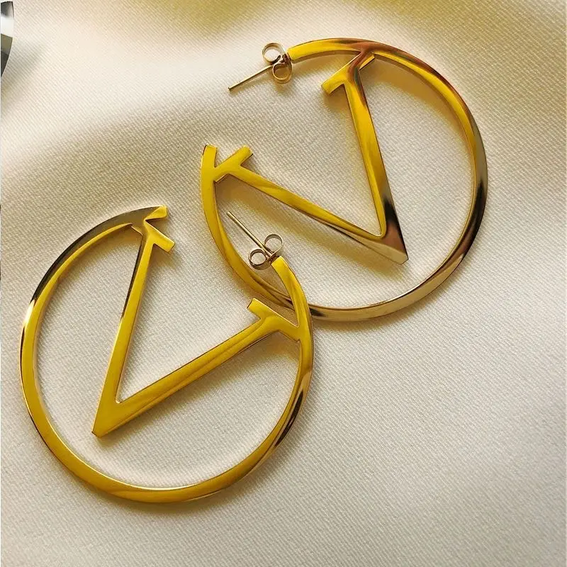 18k Ouro Aço Inoxidável Jóias De Luxo Famosa Marca Designer Inspirado Hoop Earrings Designer Jóias para as mulheres