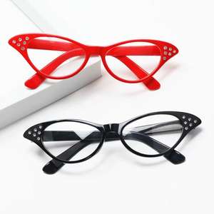Lunettes de soleil œil de chat tendance avec strass, monture noire et rouge, transmission lumineuse de 99,4 %, unisexe, style décoratif - Product Image 4