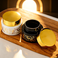Bakhoor 150ml Contenant cosmétique en verre blanc avec bouchon à vis en plastique noir pour soins de la peau, crème pour les yeux, lotion, emballage OEM disponible
