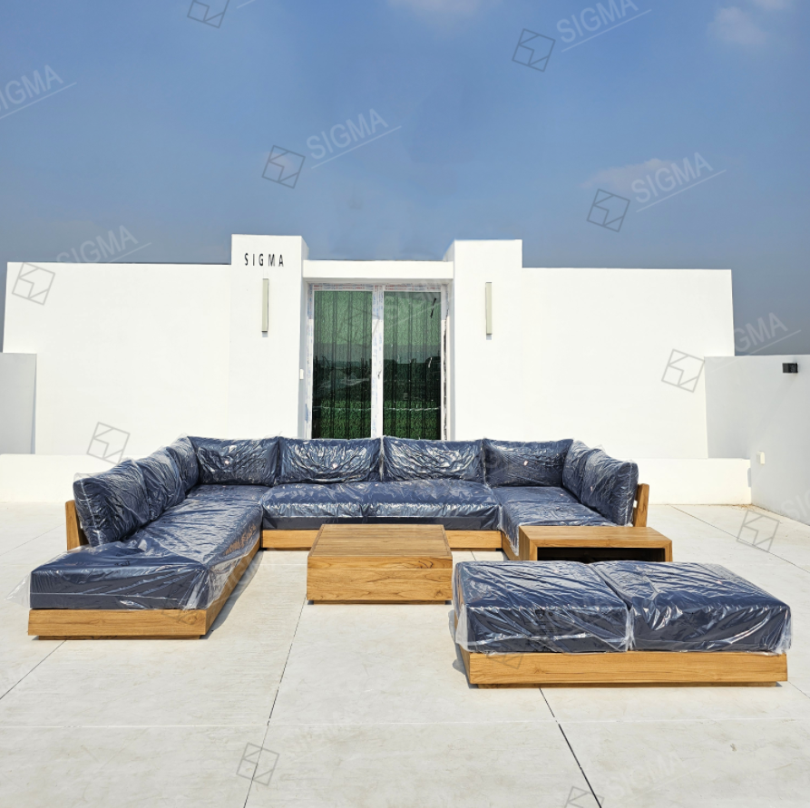 2025 Luxury Modern Teak Solid Wooden Sofa Set New Design for Outdoor Use for Hotels Villas Parks Courtyards