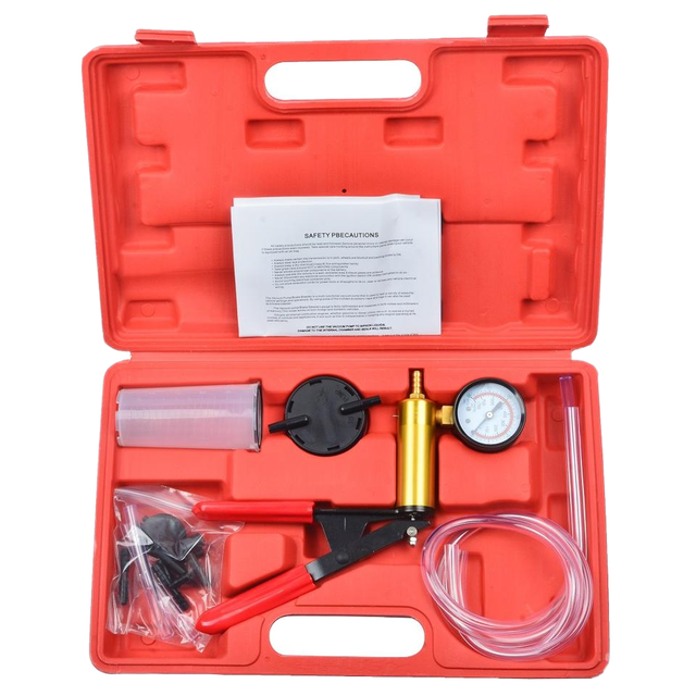 Manual Brake Bleeder Vaccum Pump Kit Automotive Fluid Tester With Gauge Adapters 2 in 1 Handheld Pistol Test Tool for Car Truck