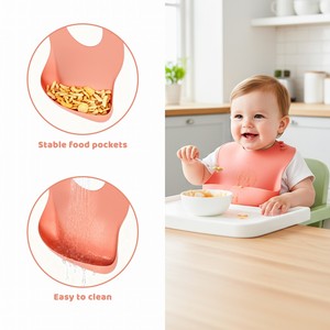 Bavoir bébé en silicone imperméable avec tour de cou réglable, tablier repas pour tout-petits et enfants, design 072, logo personnalisé, vente en gros - Product Image 5