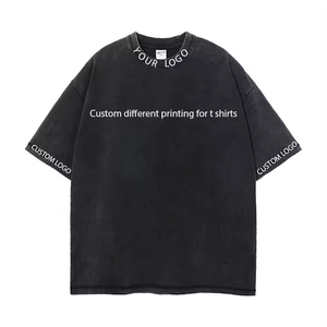 Atacado Em Branco Algodão Street Wear Vintage Tshirt Oversized Drop Shoulder T-shirt Personalizado de Alta Qualidade Impressão Mens T Shirt - Product Image 3