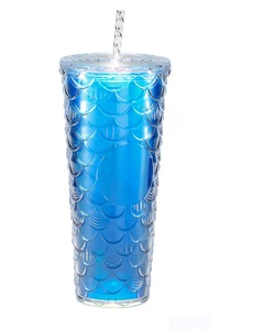 Tazza di paglia di plastica colorata da 700ml capacità Durian scala di <span class=keywords><strong>pesce</strong></span> tazza di acqua bomboniera con materiale durevole PS - Product Image 2