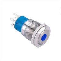 ELEWIND Interrupteur à bouton-poussoir 19 mm en acier inoxydable avec LED rouge illuminée (1NO1NC PM192F-11ZD IP65) CE pour 250 VAC