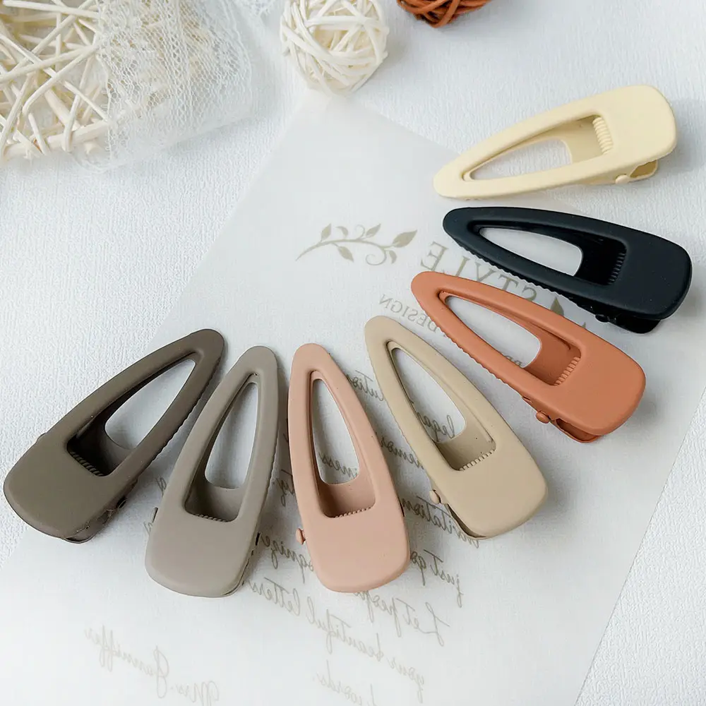 Ins Europe and America's best-selling metal hair clip  rubber paint matte Morandi color customized hair clip set