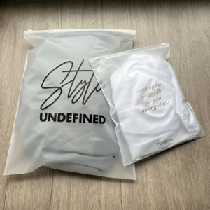 Custom Matte Frosted <b>Zip</b> <b>Bags</b> Gold Printing Logo Clear Zipper Pouches For Clothing Cosmetic Packaging - Product Image 2