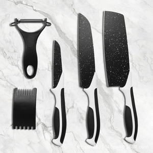 Juego de Cuchillos de Acero Inoxidable Ambidiestros de 5 Piezas con Hojas Acabado Cepillado (10-11.9 pulgadas), Mangos de Plástico Negro/Plateado, Logotipo Personalizado - Product Image 2