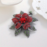 Broches vintage baroques de luxe en cristal avec fleur de rose rouge pour femmes, badges en strass, accessoires pour fêtes et banquets