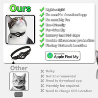 Collier de localisation pour chat en nylon compatible avec IOS, étanche, réfléchissant, compatible avec Apple Find My Tracker