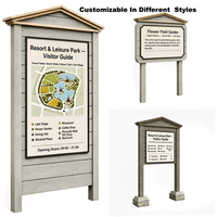 Panneau d'information horizontal QJ QJ-MDX007A personnalisé à double colonne, finition imitation bois, pour jardin, parc, station balnéaire, zone touristique, affichage extérieur