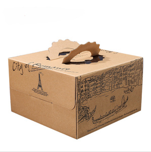 Wholesale Kraft Food Packaging Cajas Para Cakesicles Paper Cake Box with Handle Design