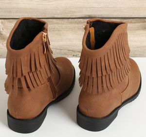 Bottines à franges en daim marron pour femmes, bottes d'hiver pour enfants, bottes d'hiver en cuir pour enfants - Product Image 5