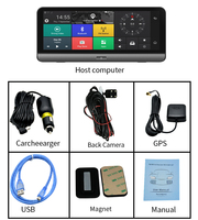 Caméra de recul de voiture avec écran rétroviseur 7,84 pouces 4G BT double objectif avec navigation GPS, boîte noire de voiture GPS double caméra 8 pouces, enregistreur vidéo