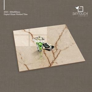 Venta caliente Diseño de flores Porcelana esmaltada completamente pulida Naranja Diseño 3D suave Azulejos de piso de mármol vitrificado 600x600mm Formato de decoración de pared - Product Image 4