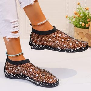 Ballerine in Rete alla Moda con Tacco Basso Ultra Comode con Gemme Luccicanti per Donne - Product Image 3