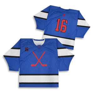 เสื้อฮ็อกกี้ตาข่ายพิมพ์ลายพิมพ์ซับลิเมชันสไตล์วินเทจโอเวอร์ไซส์ปักลายฮ็อกกี้น้ำแข็ง - Product Image 1