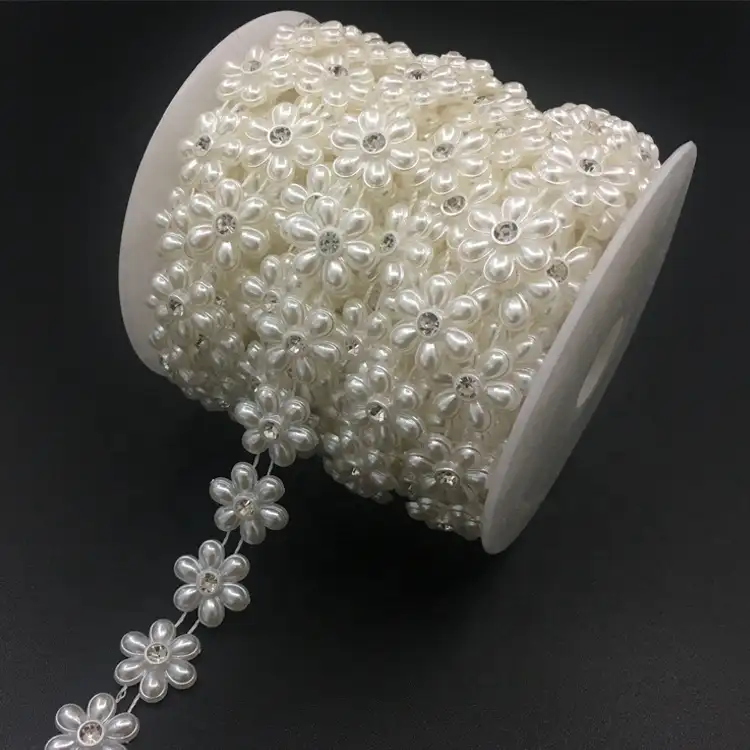 16mm फूल हीरे क्रिस्टल स्फटिक जाल trimming, गरज के लिए मनके ट्रिम सजावट