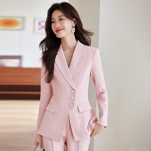 Women's Suit Set Polyester Three Quarter Sleeve Office Lady Spring White Flared Pants Professional Work Uniform - Product Image 2