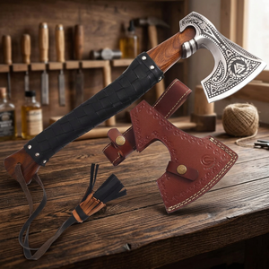 Hacha Vikinga Nórdica Medieval con Grabado Decorativo y Mango Envuelto para Compradores B2B, Suministro OEM y Marca Privada 2026 - Product Image 4