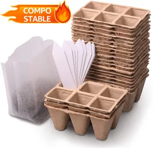 Natural Biodegradable Seed Tray Paper Pulp Tray Garden Pot Square Tray