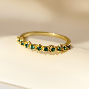 <b>Dainty</b> Wholesale Vintage Green Cubic Zirconia 18k Gold Plated <b>Rings</b> for Women - Product Image 1
