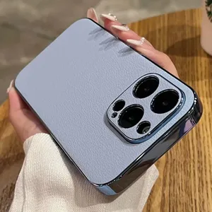 Funda de piel de cordero CHAOYIDIAN con marco chapado para <span class=keywords><strong>iPhone</strong></span> 17 Air 16 15 13 12 <span class=keywords><strong>11</strong></span> Pro Max, protector de lente para 14 Plus - Product Image 1
