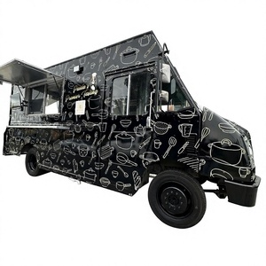 Camión de Comida Usado en Buen Estado, 5.8m, Color Negro con Diseño de Cocina Blanco, Carrocería de Acero Inoxidable, Uso en Exteriores, Camión de Comida Móvil - Product Image 1