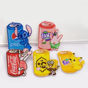 Cute Design Cola Can Embroidery Patches Cartoon Character Custom Embroidery Patches