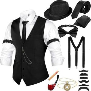 Costume Homme Années 20, Tenue Homme Années 20, Costumes Années Folles pour Hommes, Chapeau Années 20, Gilet, Montre de Poche, Bretelles, <span class=keywords><strong>Cravate</strong></span> pour Costume de Fête - Product Image 5