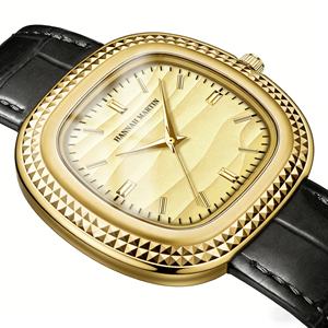 New Wholesale Vintage Gold Oval Men <b>Watch</b> 42mm Textured Dial 3BAR Leather Band Luxury Business Men Quartz <b>Watch</b> - Product Image 5