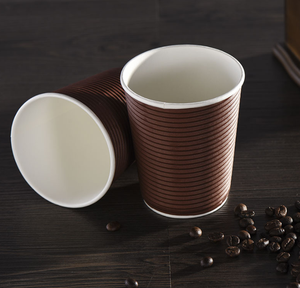 8oz 12oz 16oz conception personnalisée à <span class=keywords><strong>triple</strong></span> paroi tasses en papier ondulation tasses à café en papier peint ondulé - Product Image 3