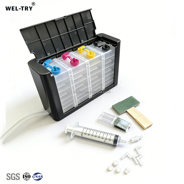 WEL-TRY 100mL 4 Color External Ink Bottle, Three-chamber Constant-pressure Non-backflow Design, DIY Continuous Ink Supply System
